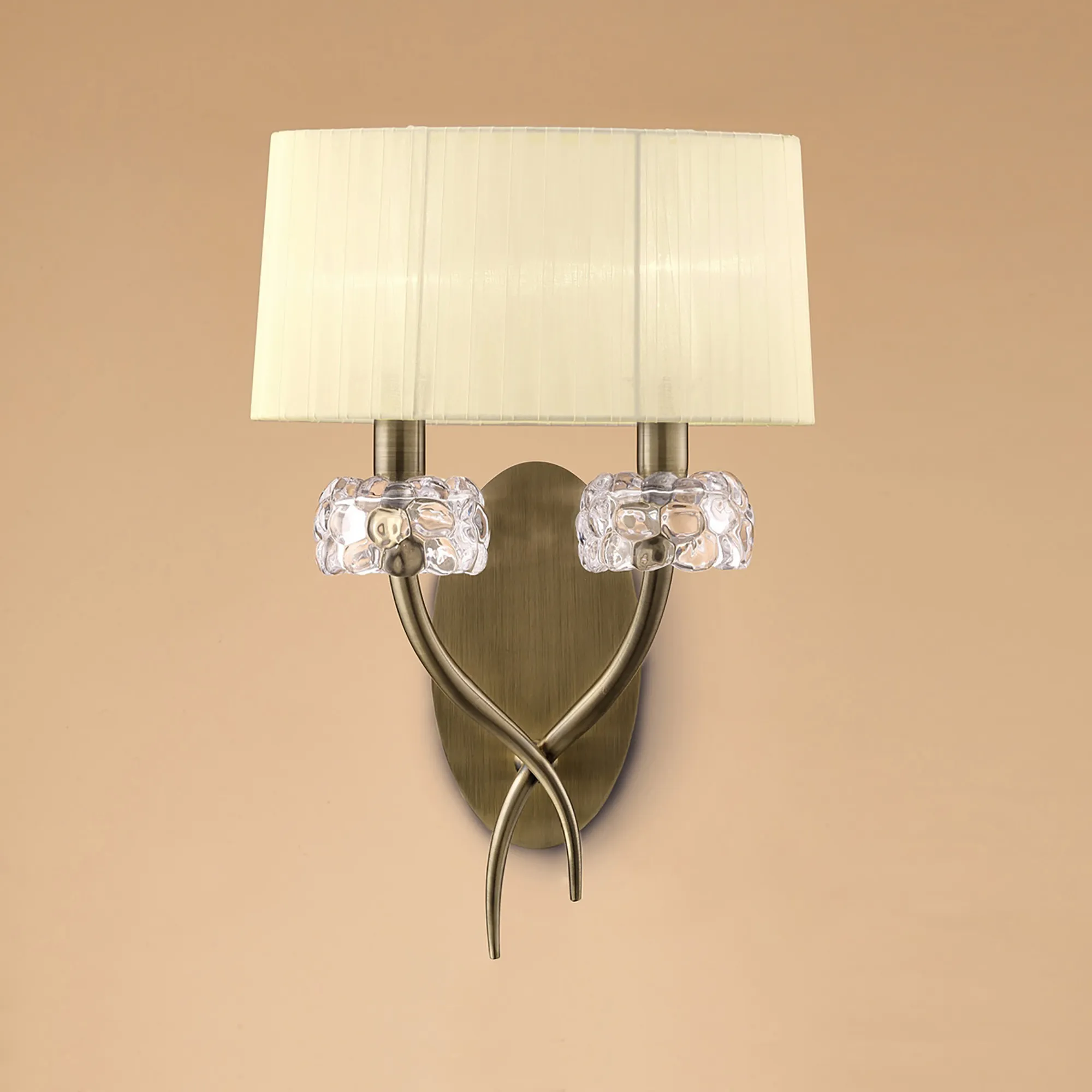 Loewe Antique Brass-Cream Wall Lights Mantra Armed Wall Lights
